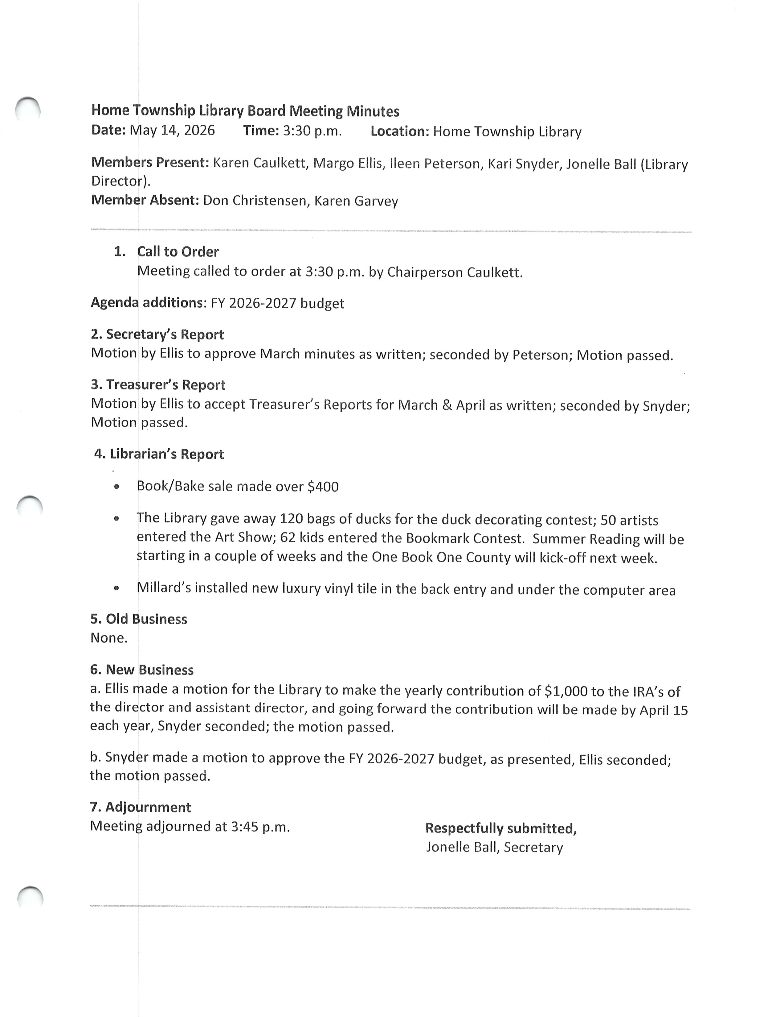 May 2026 Library Board Minutes