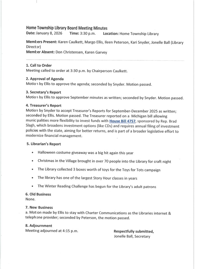 January 2026 Library Board Minutes